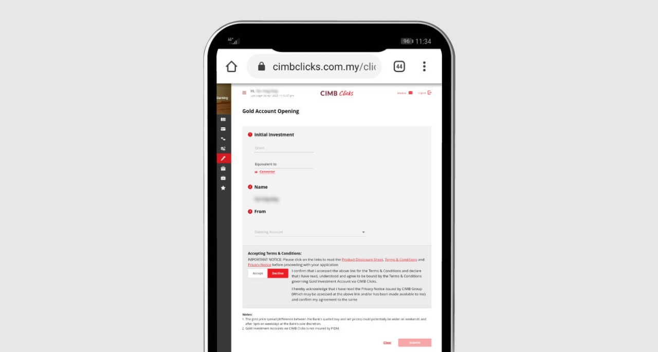 E Gold Investment Account Egia Cimb Preferred